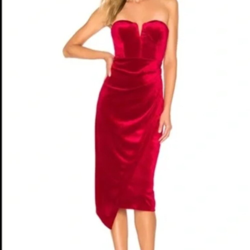 Yumi Kim Red Vevet Strapless Dress NWT